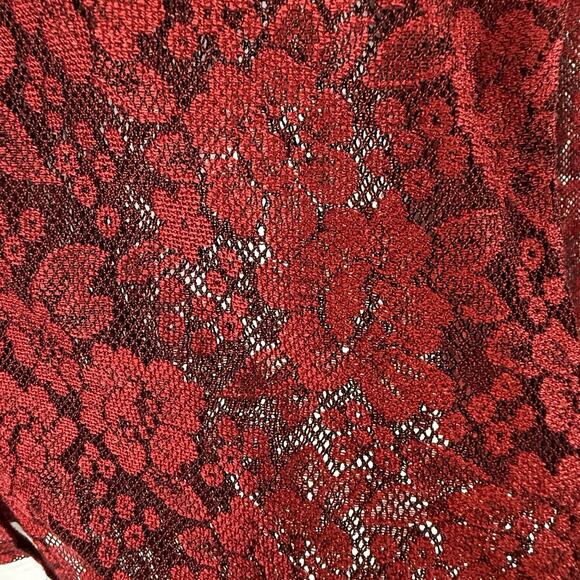 VTG Mobwife Red Lace Blouse WOMENS SIZE XL Whimsigoth Y2k Button Up NY&CO L/S - Picture 4 of 11